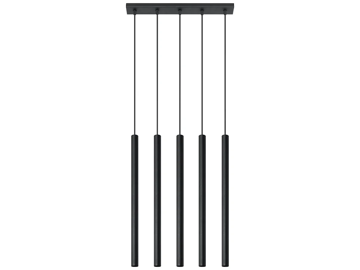 Lampes suspendues Brill moderne en acier - 5 sources lumineuses 3000K - L.45 x H.90 cm - noir