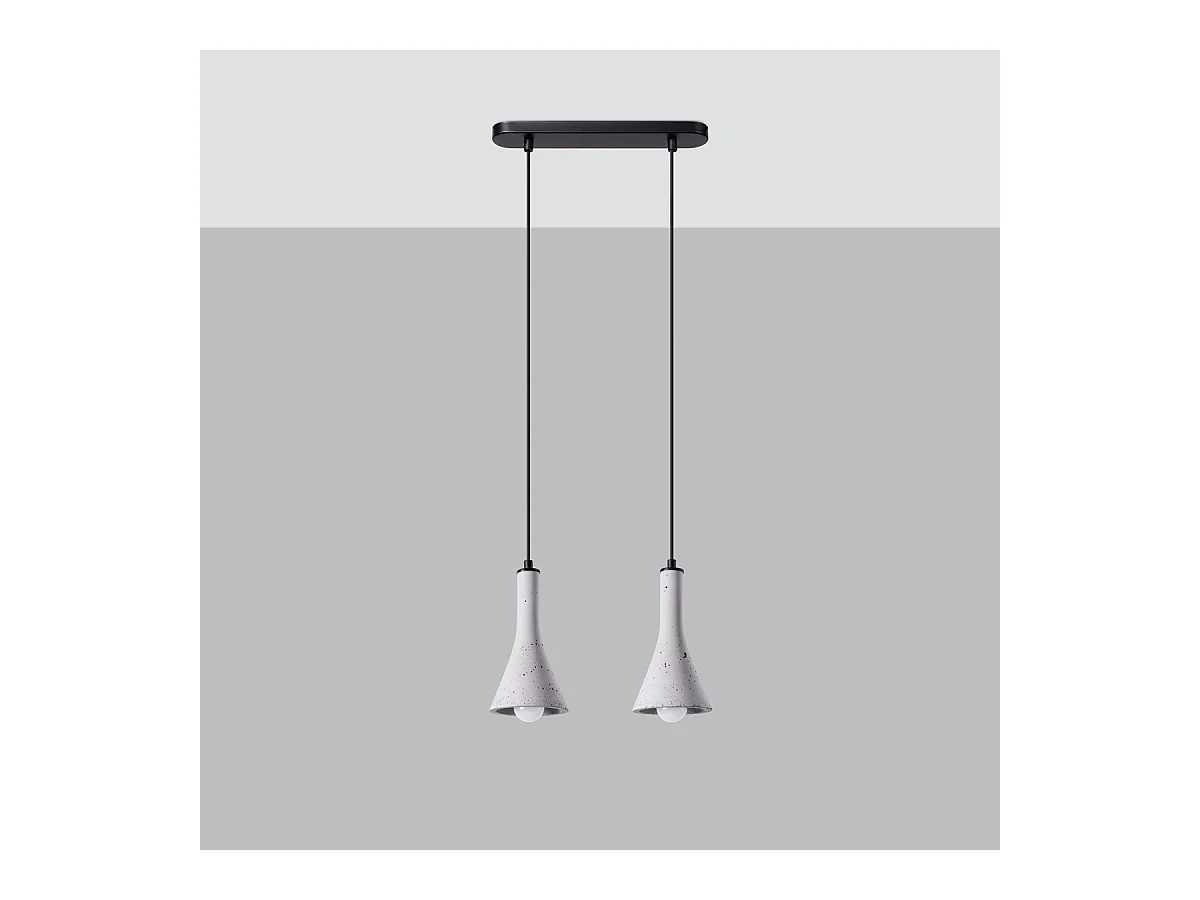 Lampes suspendues Lum moderne en béton - 2 sources lumineuses 3000K - L.34 x H.113 cm - gris