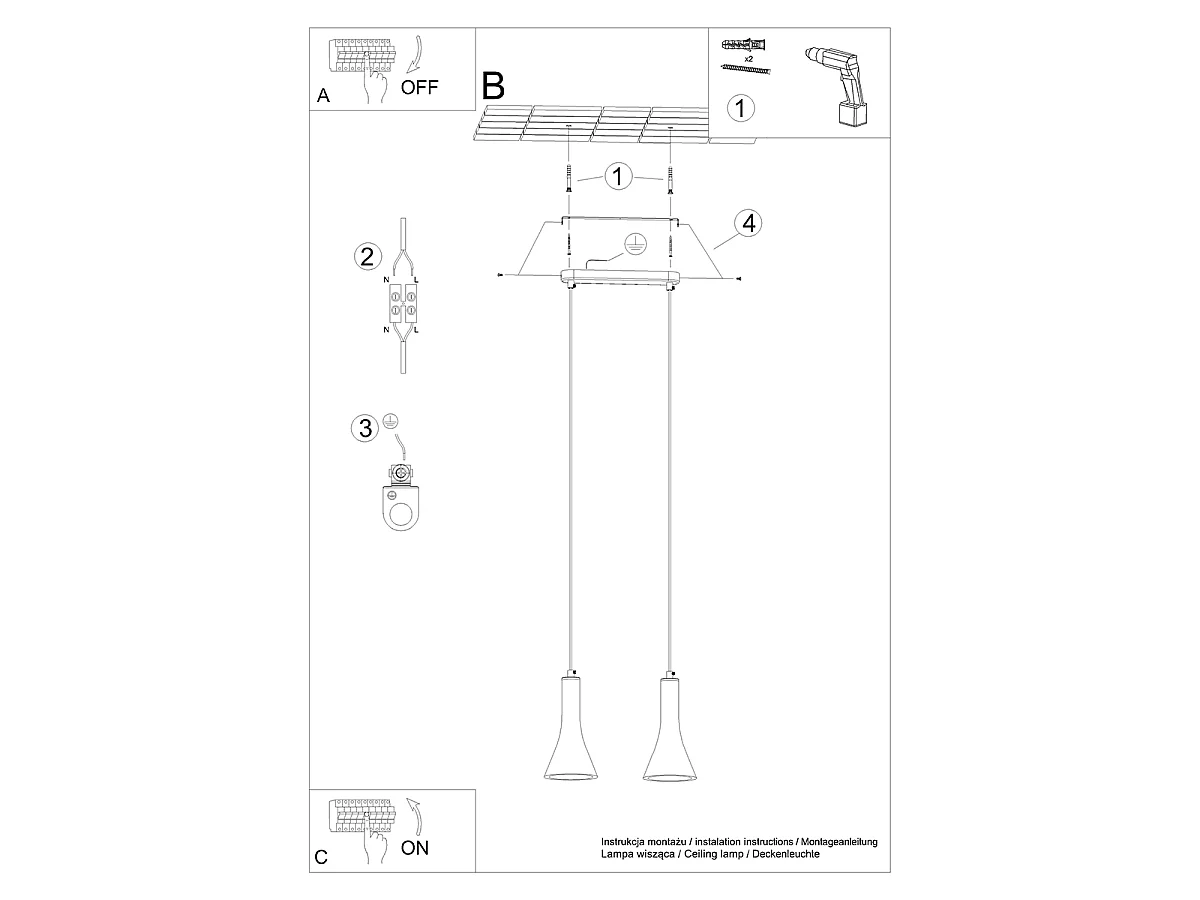 Hanglampen Lum modern van  - 2 lichtbronnen 3000K - L.34 x H.113 cm - grijs