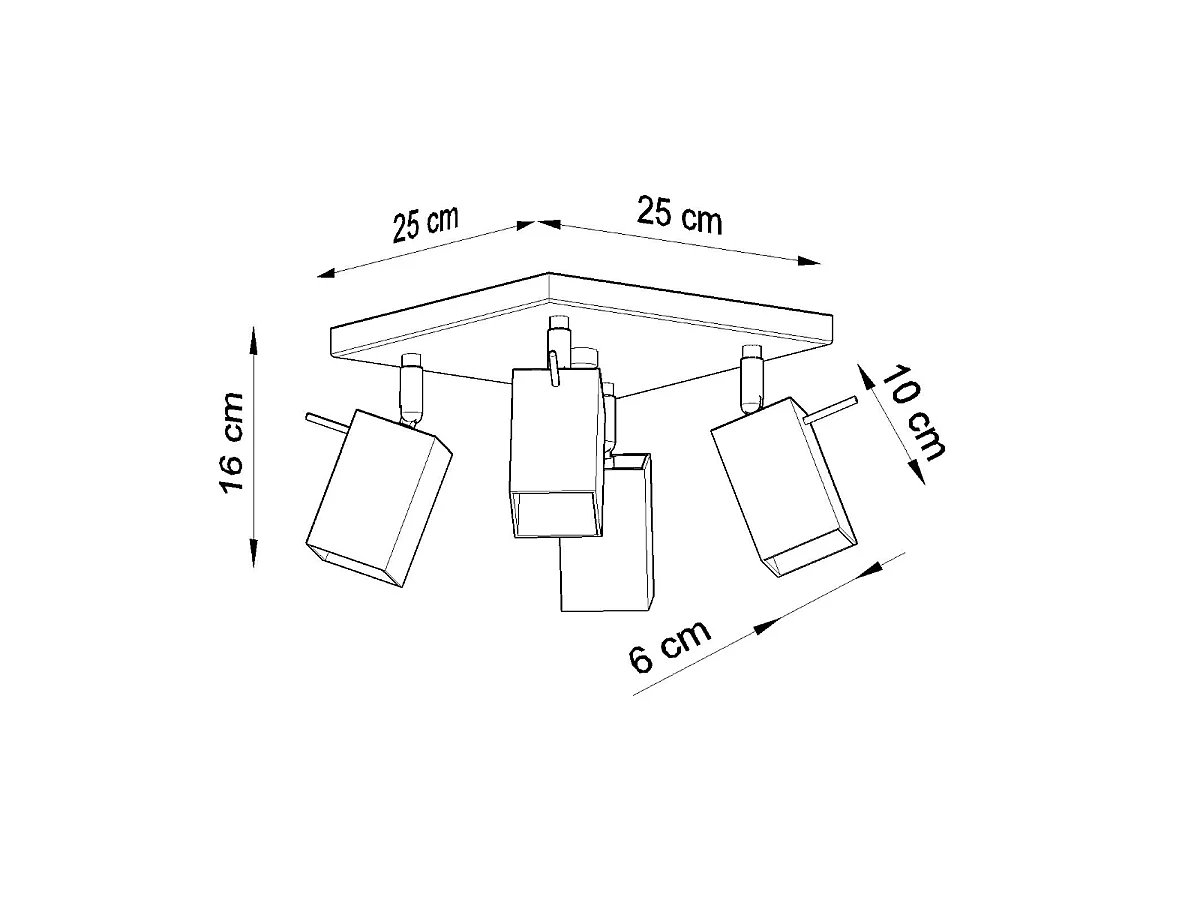 Lámparas de techo Briow moderno de acero - 4 fuentes luminosas 3000K - L.25 x A.16 cm - negro