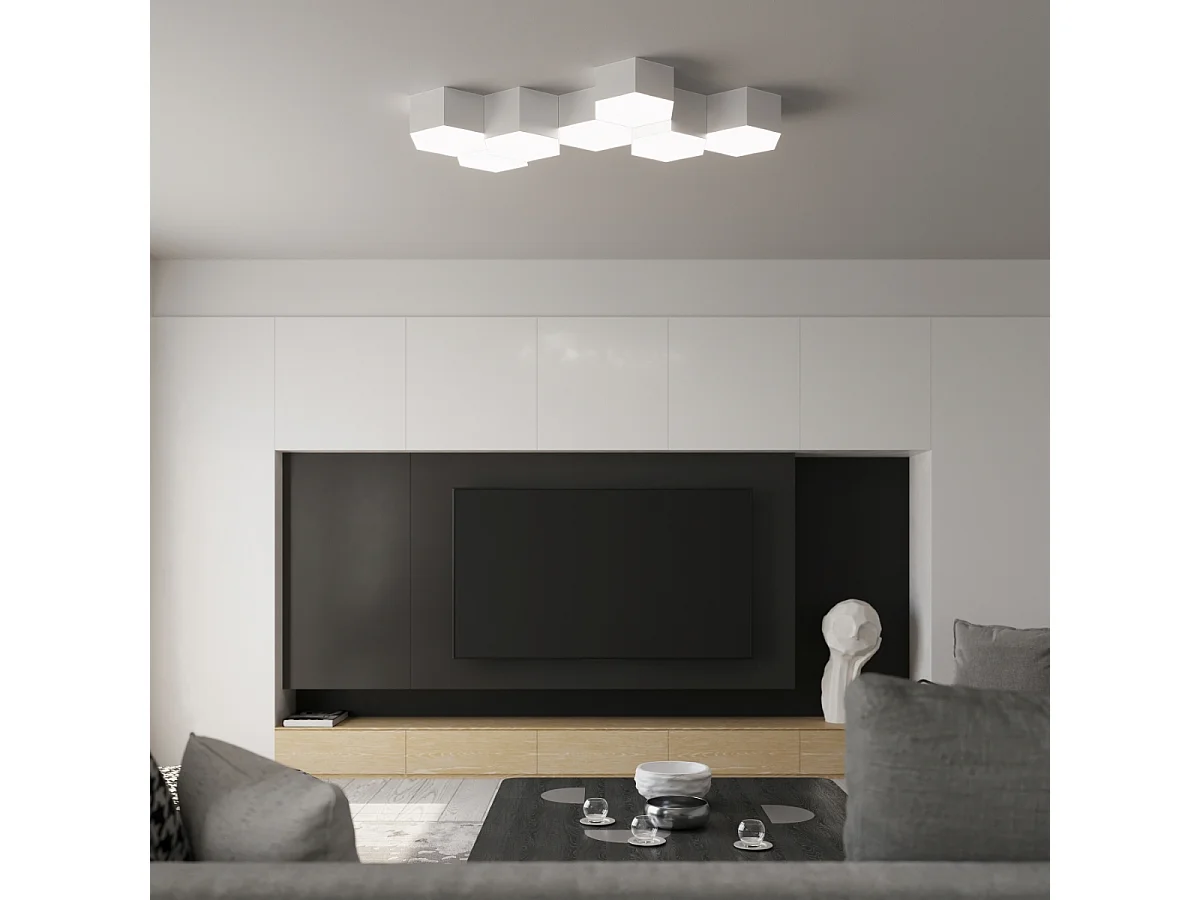 Plafondlampen Solinia modern van  - 2 lichtbronnen 3000K - L.30,5 x H.15,5 cm - wit