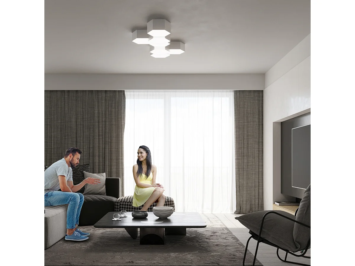 Plafondlampen Solinia modern van  - 2 lichtbronnen 3000K - L.30,5 x H.15,5 cm - wit