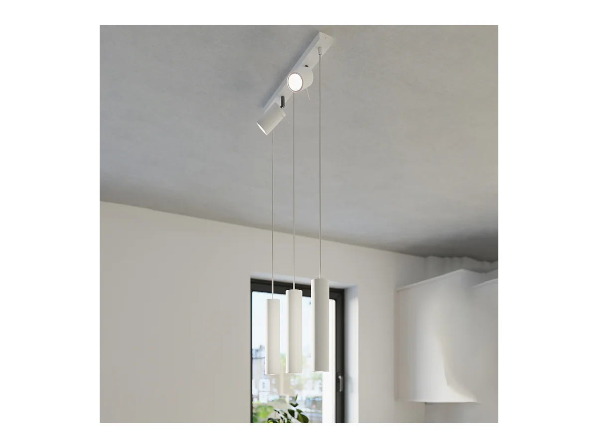 Hanglampen Briix modern van  - 5 lichtbronnen 4000K - L.45 x H.100 cm - wit