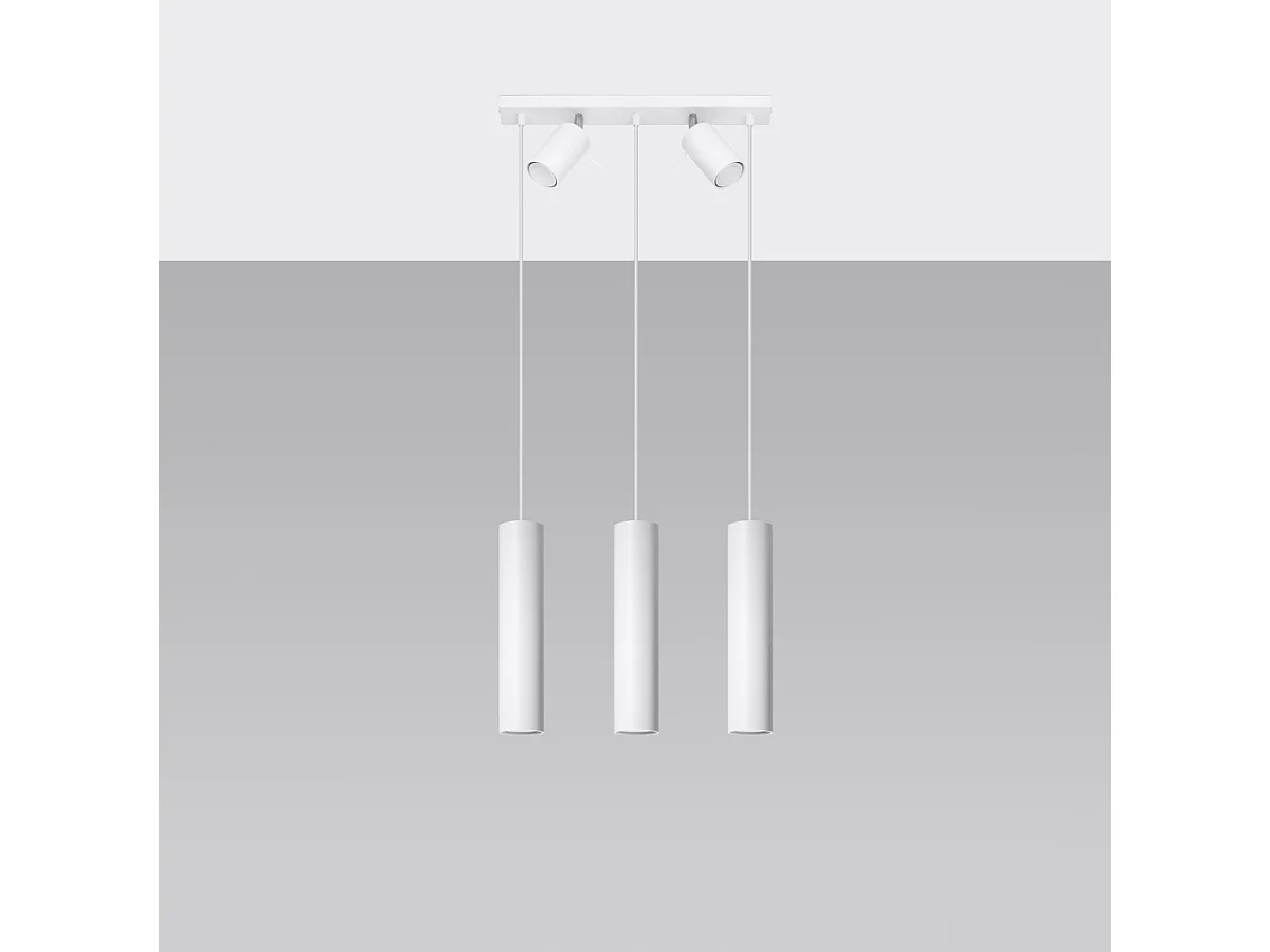Lampes suspendues Briix moderne en acier - 5 sources lumineuses 4000K - L.45 x H.100 cm - blanc