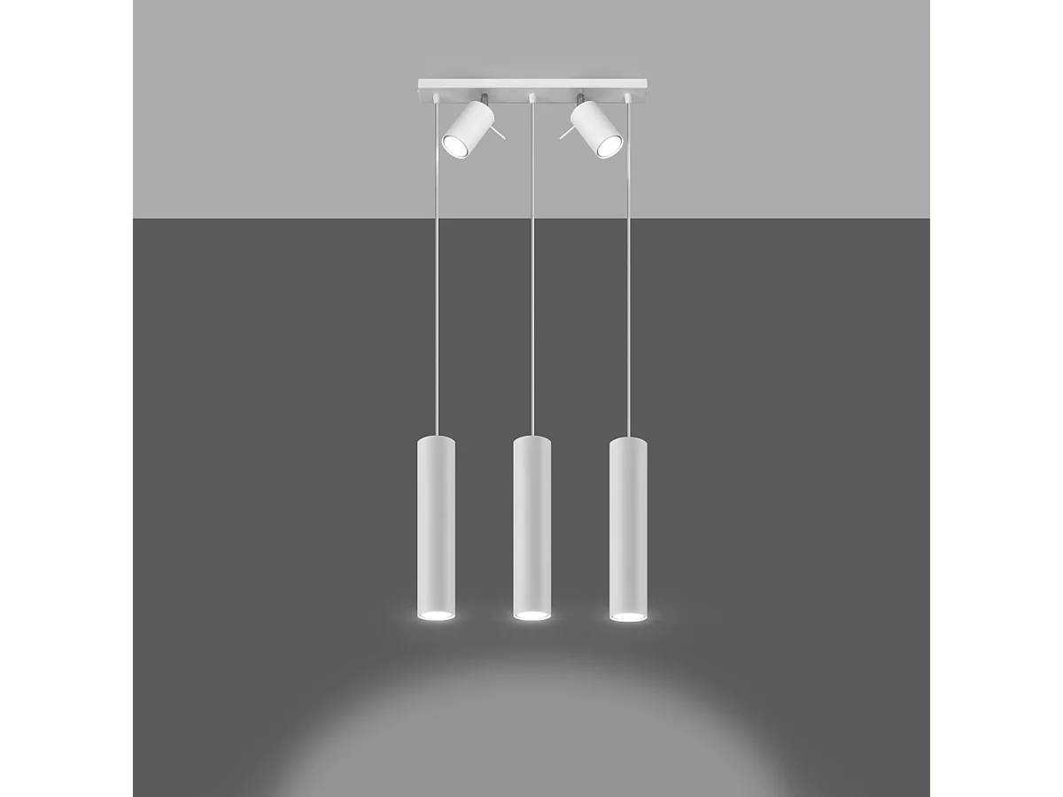 Lampes suspendues Briix moderne en acier - 5 sources lumineuses 4000K - L.45 x H.100 cm - blanc