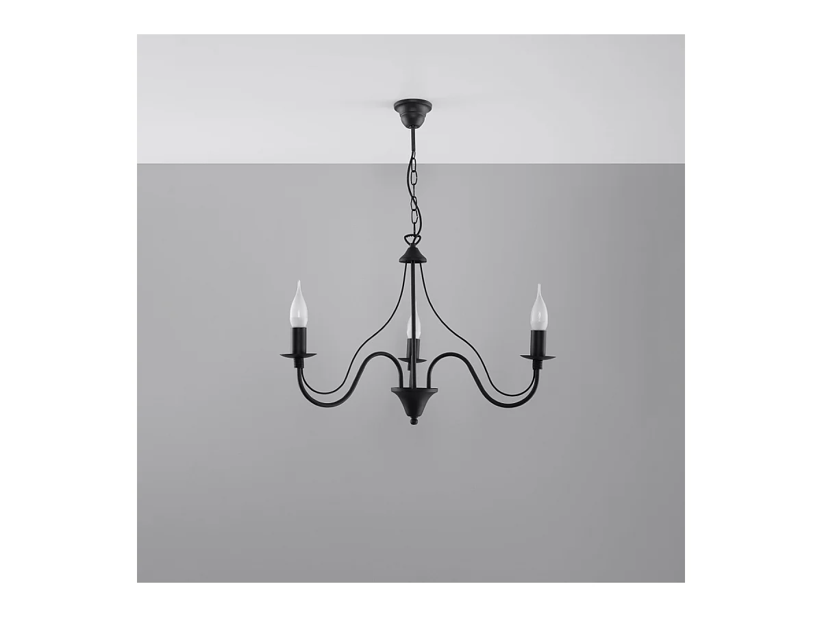 Kroonluchters Vivow modern van  - 3 lichtbronnen 3000K - L.60 x H.80 cm - zwart