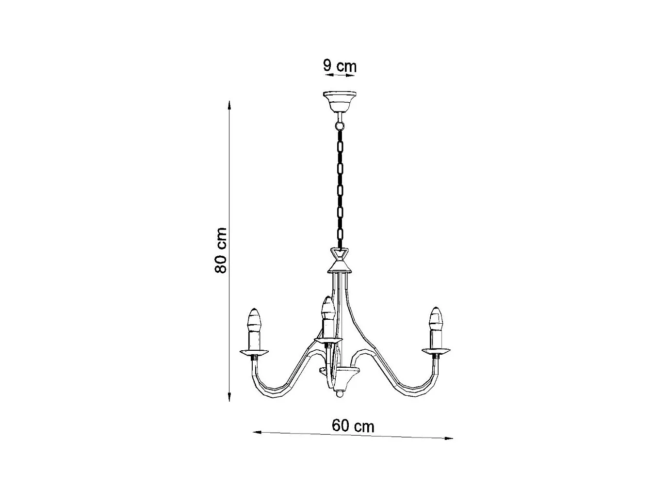 Kroonluchters Vivow modern van  - 3 lichtbronnen 3000K - L.60 x H.80 cm - zwart