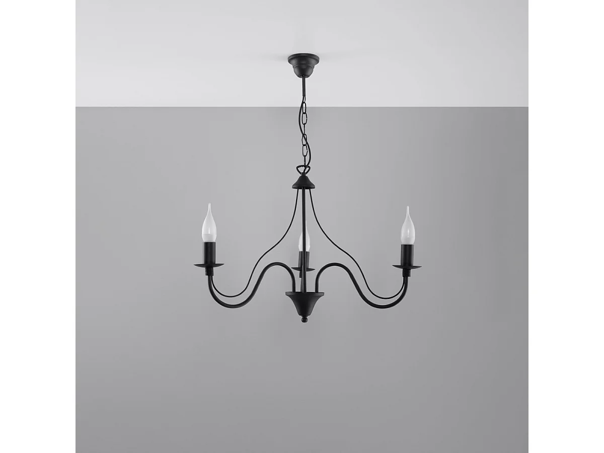 Lustres Vivow moderne en acier - 3 sources lumineuses 3000K - L.60 x H.80 cm - noir