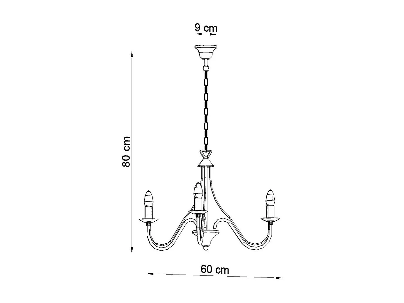 Lustres Vivow moderne en acier - 3 sources lumineuses 3000K - L.60 x H.80 cm - noir