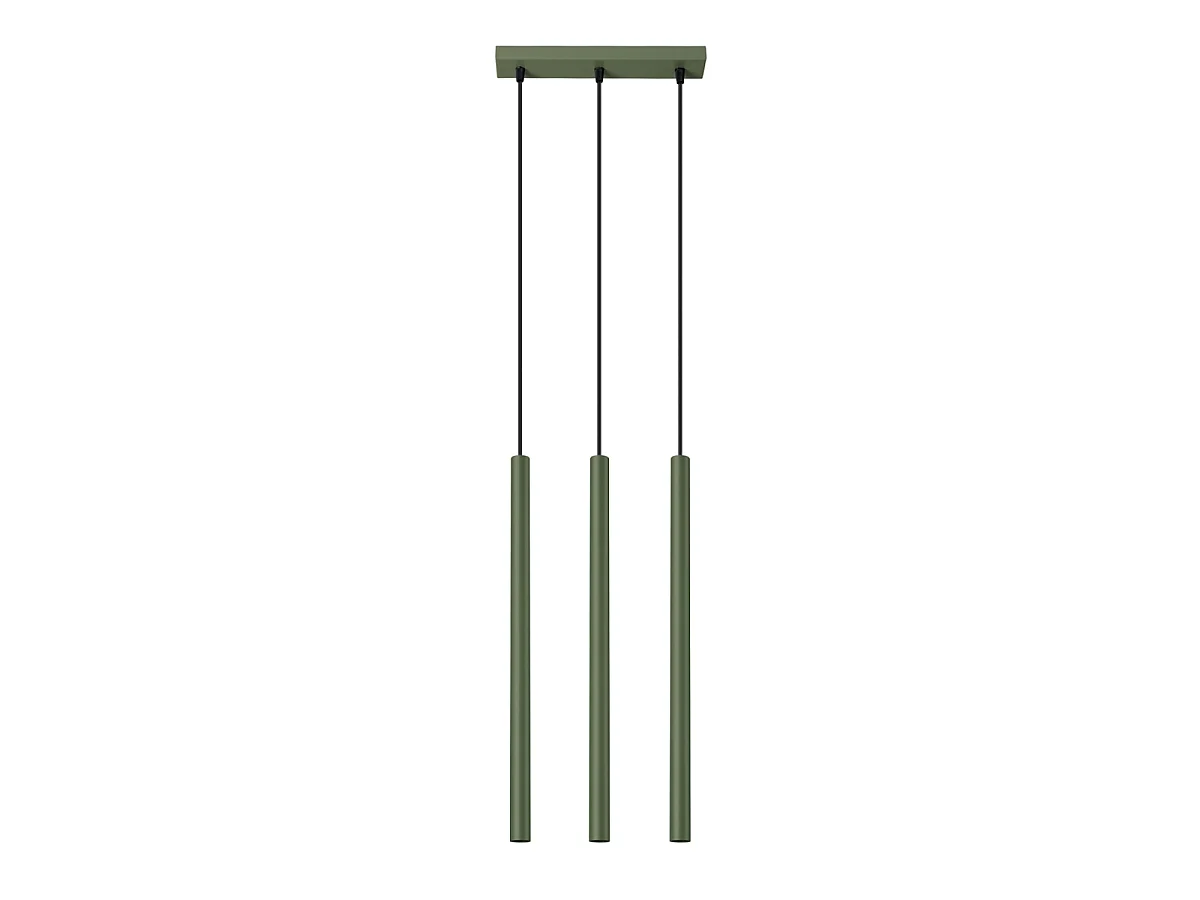 Lampe à suspension Brill moderne en acier - 3 sources lumineuses 3000K - L.30 x H.94 cm - vert olive