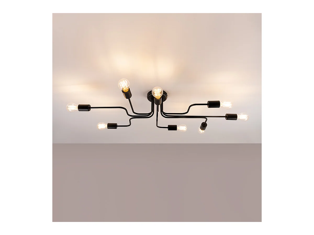 Plafondlampen Infinix industrieel van  - 8 lichtbronnen 3000K - L.103 x H.15,5 cm - zwart