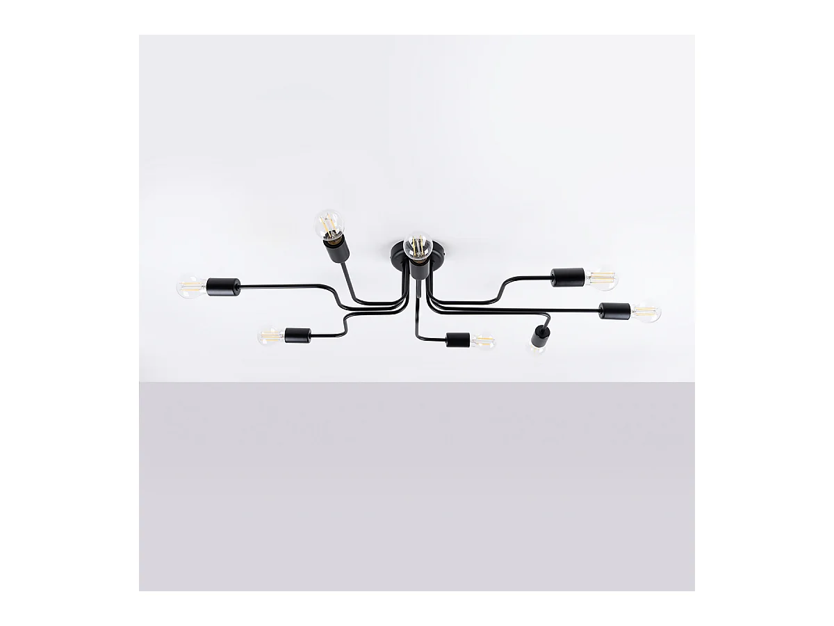 Plafondlampen Infinix industrieel van  - 8 lichtbronnen 3000K - L.103 x H.15,5 cm - zwart