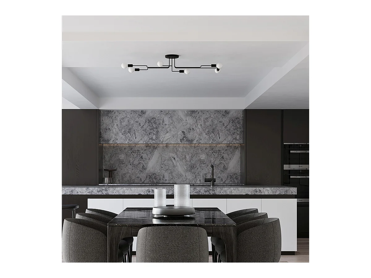 Plafondlampen Infinix industrieel van  - 8 lichtbronnen 3000K - L.103 x H.15,5 cm - zwart