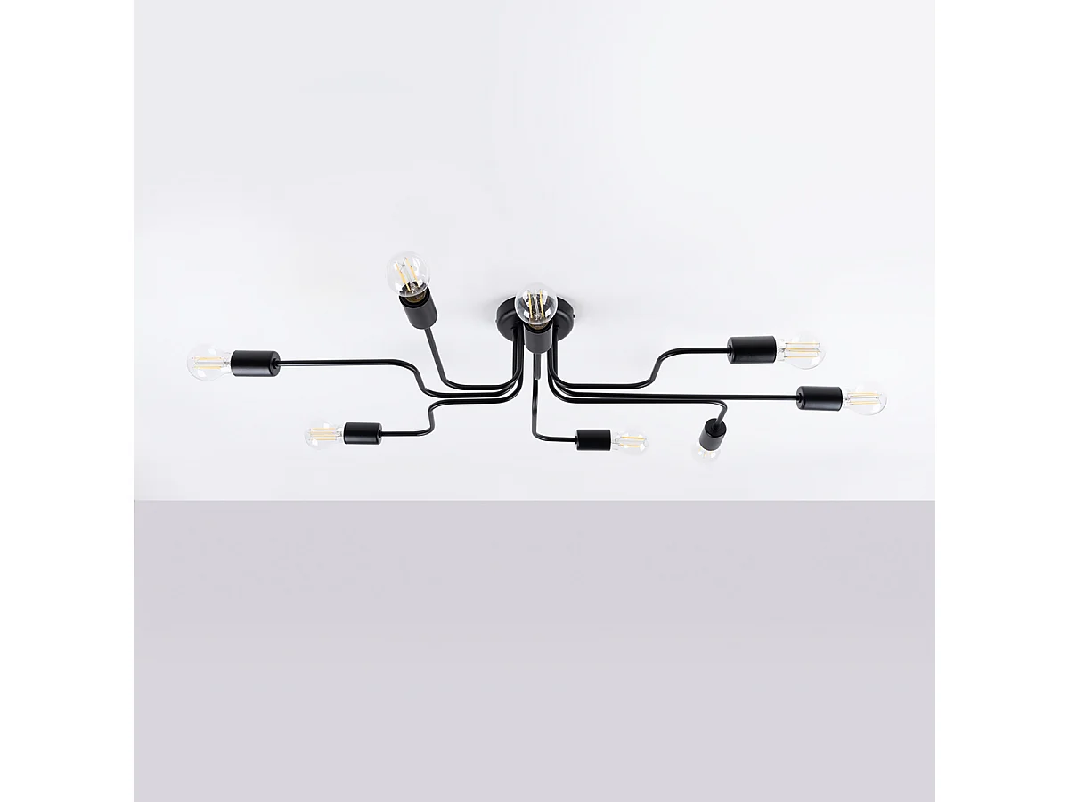 Plafonniers Infinix industriel en acier - 8 sources lumineuses 3000K - L.103 x H.15,5 cm - noir