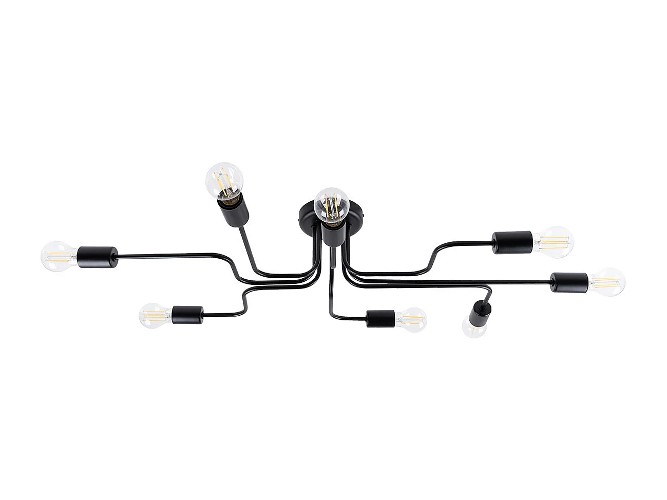 Plafonniers Infinix industriel en acier - 8 sources lumineuses 3000K - L.103 x H.15,5 cm - noir