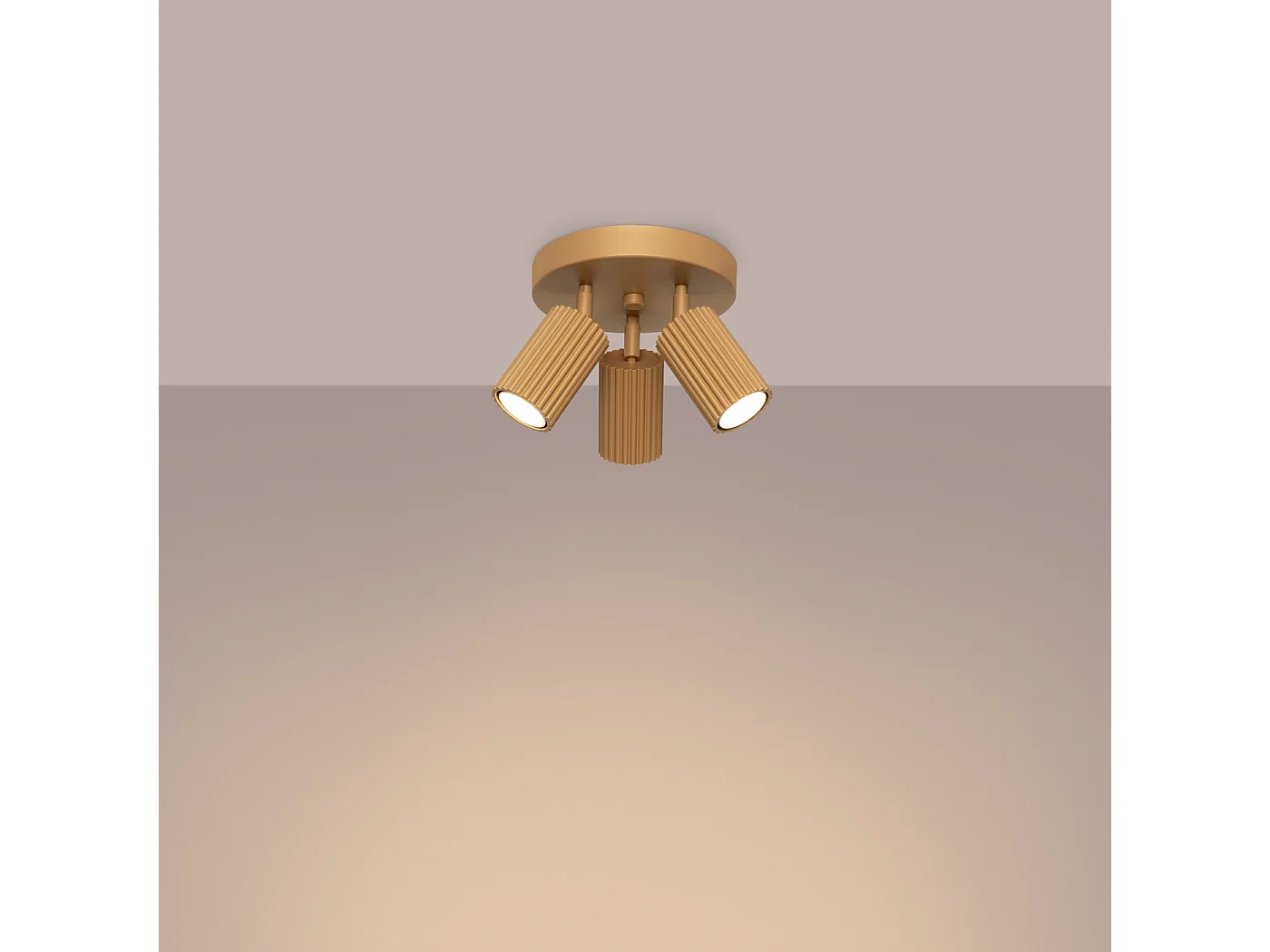 Plafonnier Gloow minimaliste en aluminium - 3 sources lumineuses 4000K - L.19,5 x H.18 cm - doré