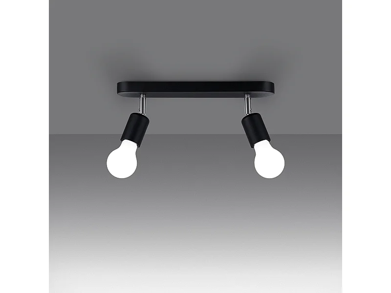 Plafondlampen Synfex minimalistisch van  - 2 lichtbronnen 3000K - L.33 x H.13,5 cm - zwart