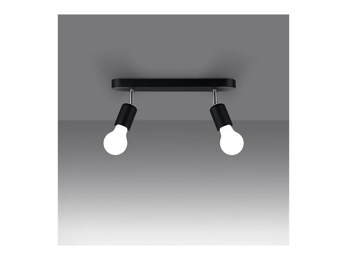 Plafondlampen Synfex minimalistisch van  - 2 lichtbronnen 3000K - L.33 x H.13,5 cm - zwart