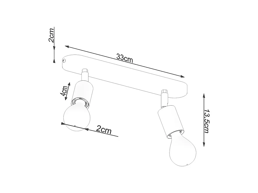 Plafondlampen Synfex minimalistisch van  - 2 lichtbronnen 3000K - L.33 x H.13,5 cm - zwart