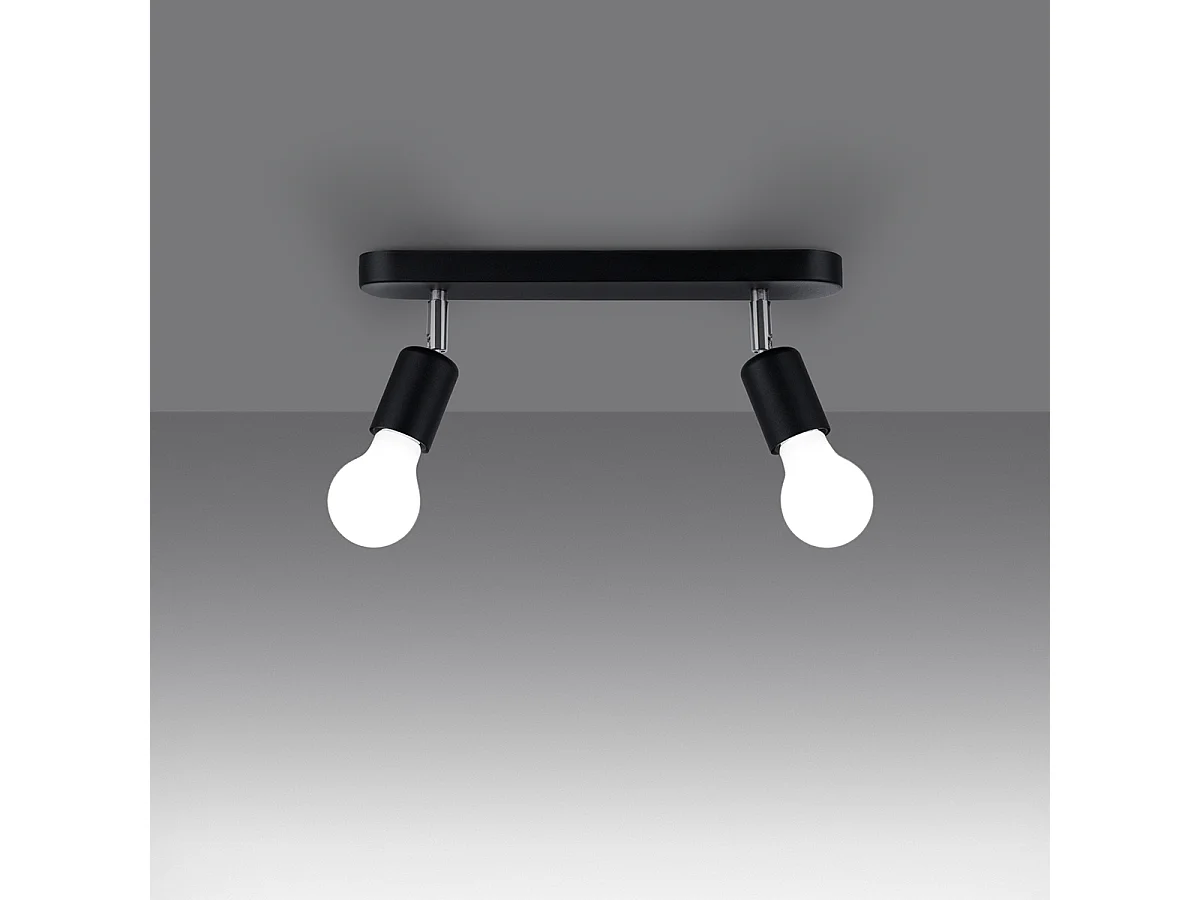 Plafonniers Synfex minimaliste en acier - 2 sources lumineuses 3000K - L.33 x H.13,5 cm - noir