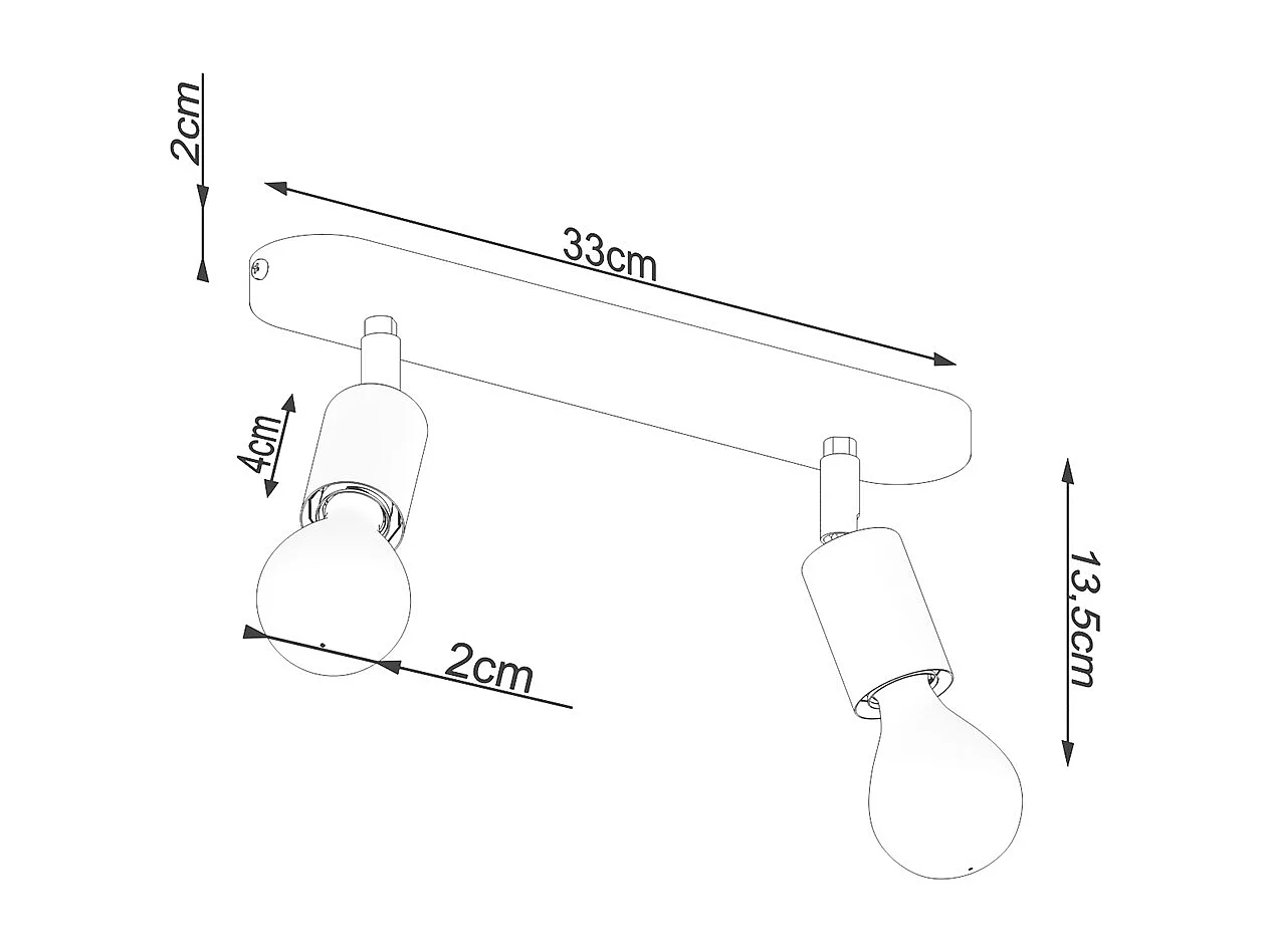 Plafonniers Synfex minimaliste en acier - 2 sources lumineuses 3000K - L.33 x H.13,5 cm - noir