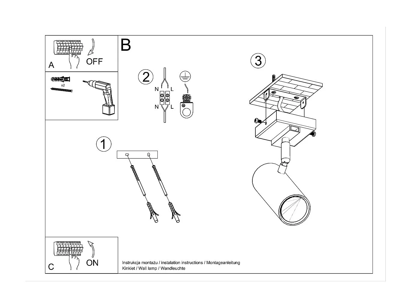 Plafonniers Invicta moderne en acier - 1 sources lumineuses 3000K - L.8 x H.20 cm - noir