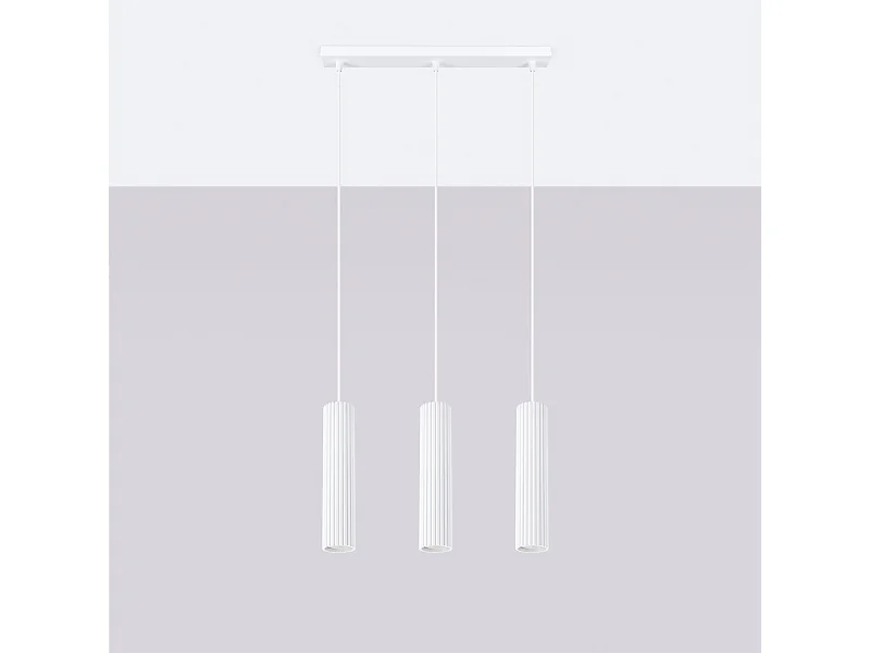 Hanglamp Gloow minimalistisch van  - 3 lichtbronnen 4000K - L.45 x H.98 cm - wit