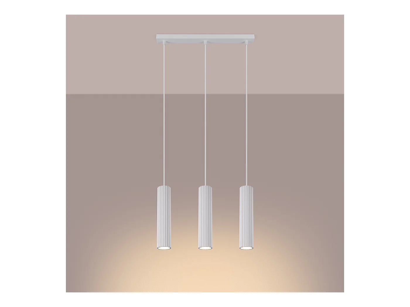 Hanglamp Gloow minimalistisch van  - 3 lichtbronnen 4000K - L.45 x H.98 cm - wit