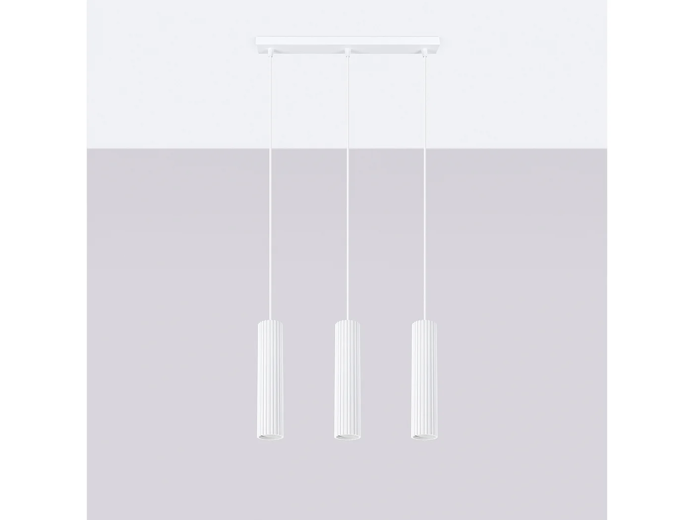 Lampa wisząca minimalistyczny Gloow, aluminium - 3 źródło światła 4000K - L.45 x H.98 cm - biały