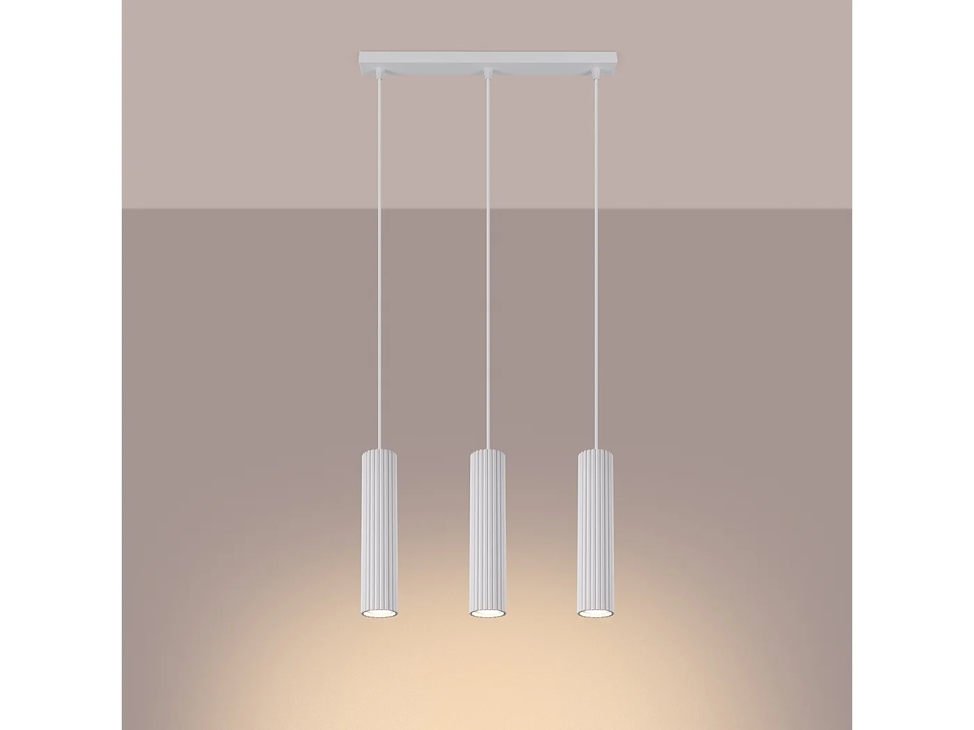 Lampa wisząca minimalistyczny Gloow, aluminium - 3 źródło światła 4000K - L.45 x H.98 cm - biały