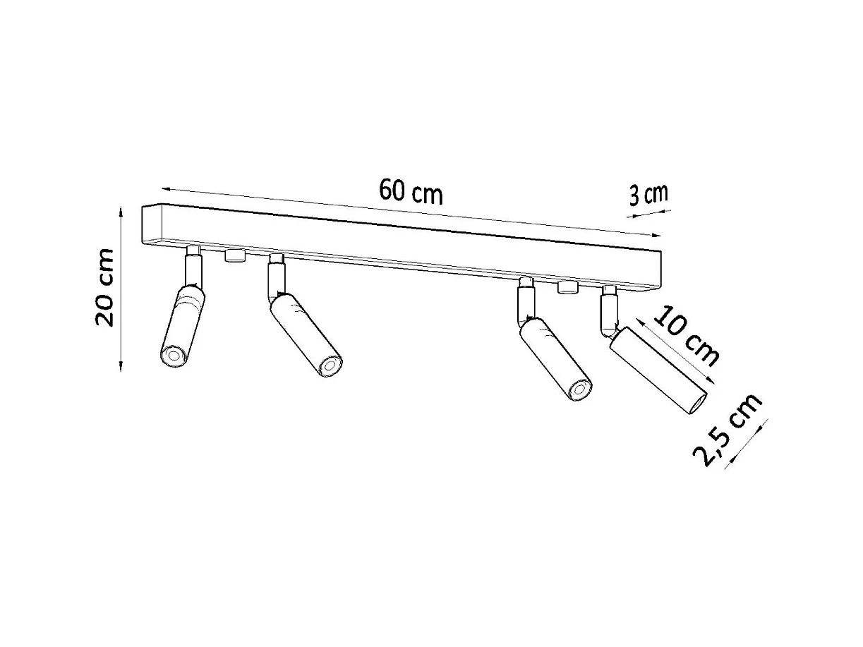 Plafondlampen Astix modern van  - 4 lichtbronnen 3000K - L.60 x H.20 cm - wit