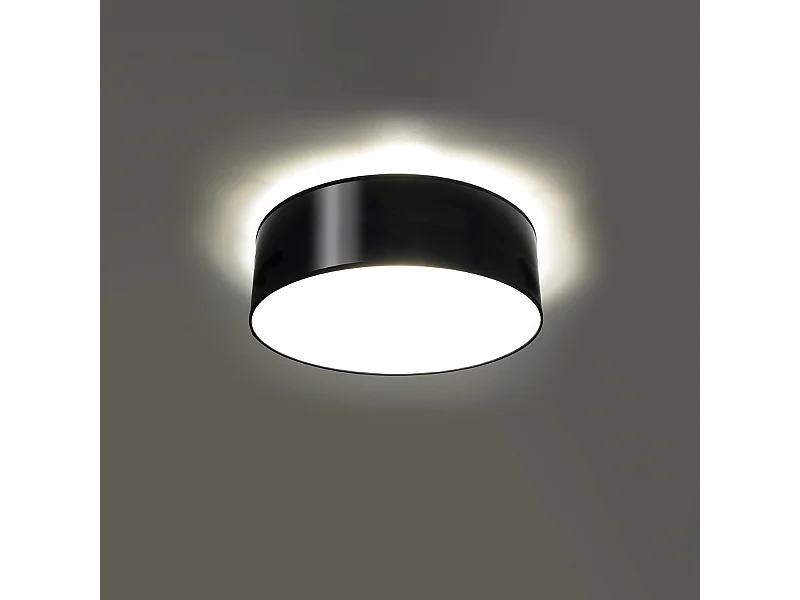 Plafonniers Cercle minimaliste en PVC - 1 sources lumineuses 3000K - L.25 x H.11 cm - noir