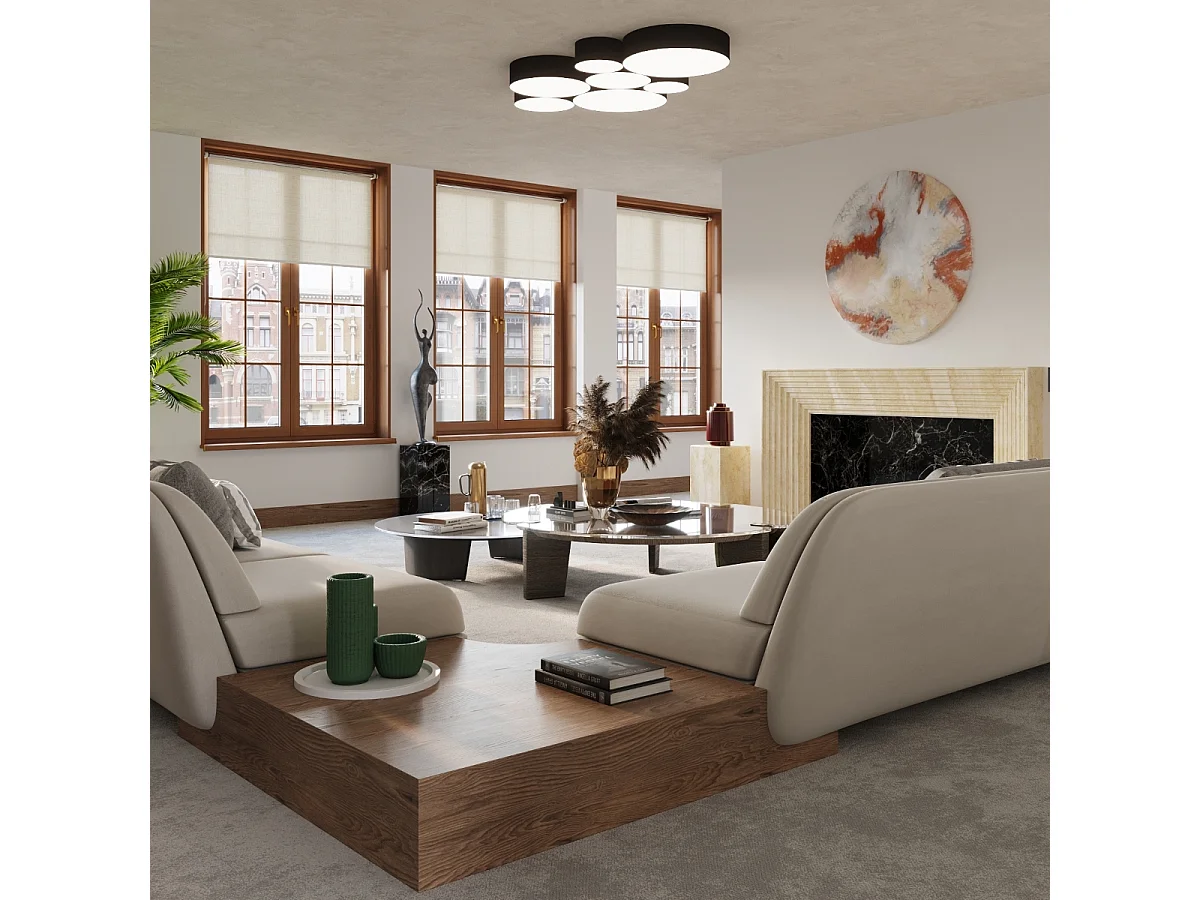 Plafonniers Cercle minimaliste en PVC - 1 sources lumineuses 3000K - L.25 x H.11 cm - noir