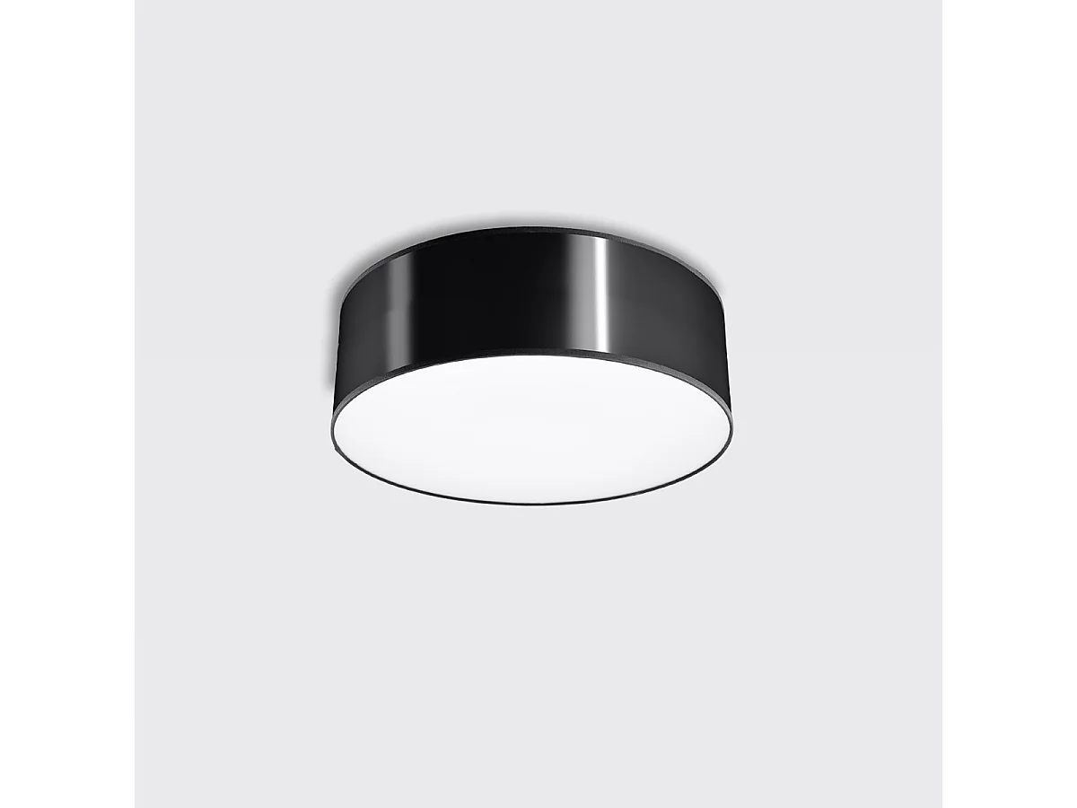 Plafonniers Cercle minimaliste en PVC - 1 sources lumineuses 3000K - L.25 x H.11 cm - noir