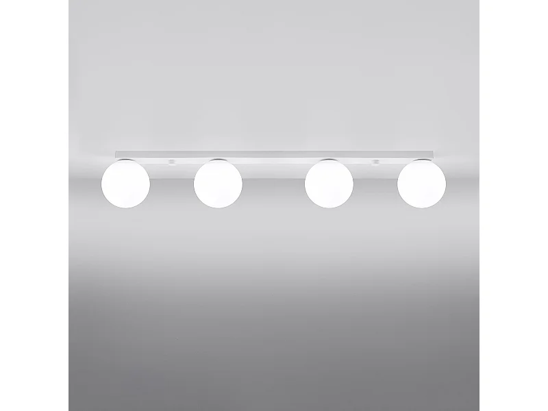 Plafonniers Zynfi moderne en acier/verre - 4 sources lumineuses 3000K - L.88 x H.14,5 cm - blanc