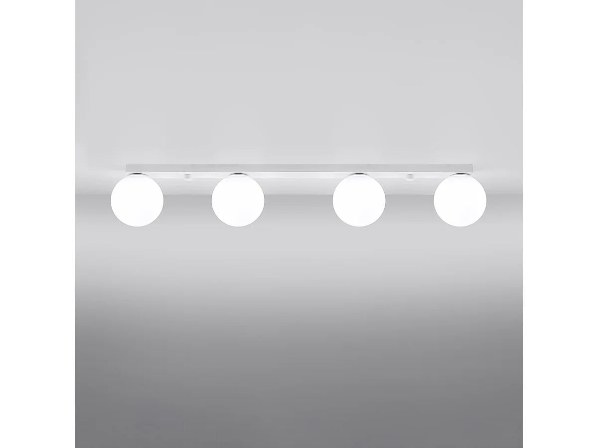 Plafonniers Zynfi moderne en acier/verre - 4 sources lumineuses 3000K - L.88 x H.14,5 cm - blanc