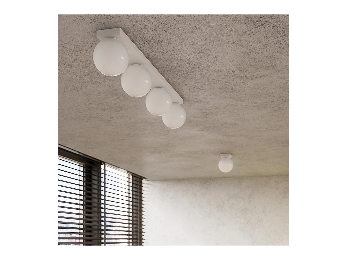 Plafonniers Zynfi moderne en acier/verre - 4 sources lumineuses 3000K - L.88 x H.14,5 cm - blanc