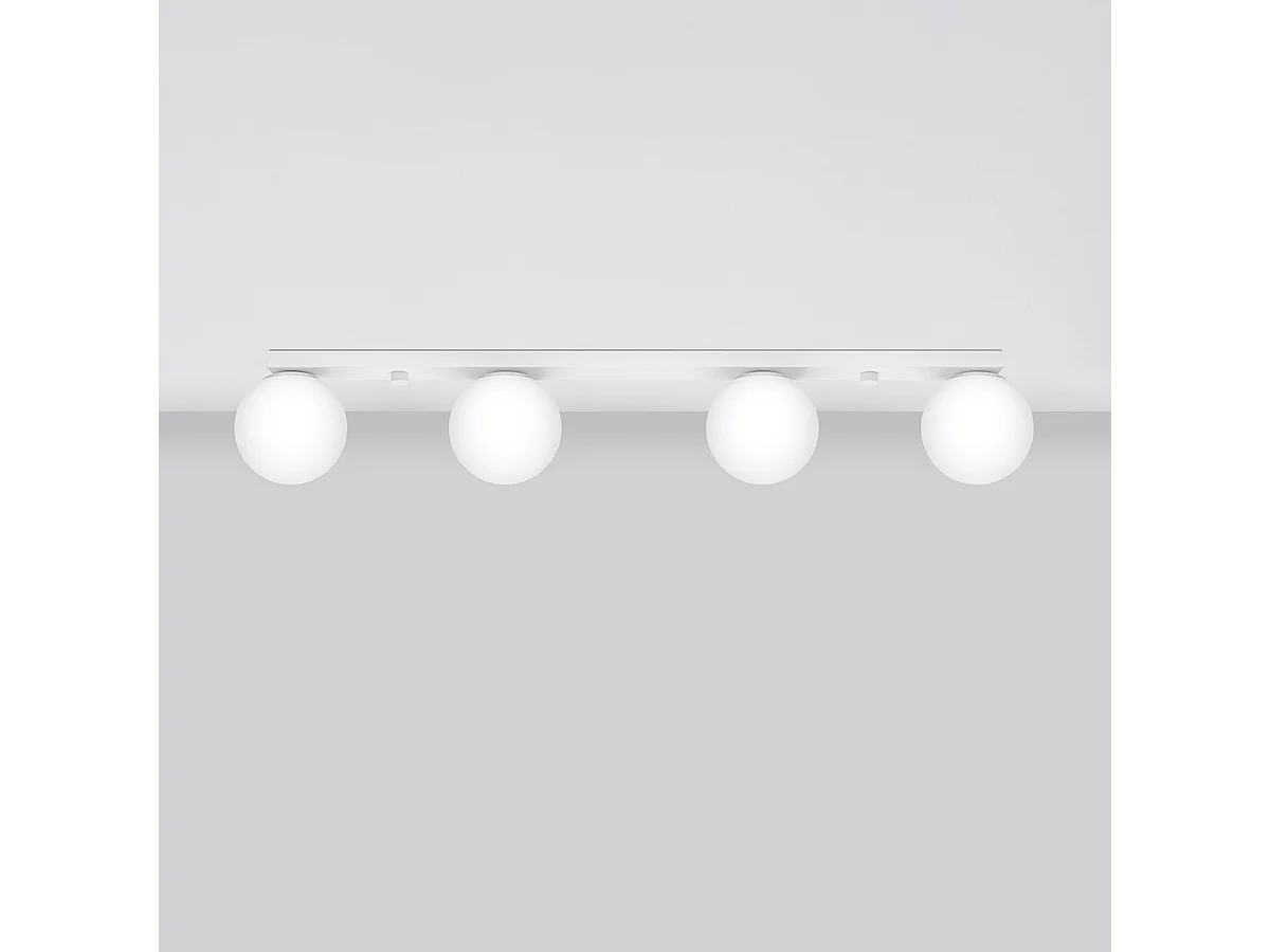 Plafonniers Zynfi moderne en acier/verre - 4 sources lumineuses 3000K - L.88 x H.14,5 cm - blanc