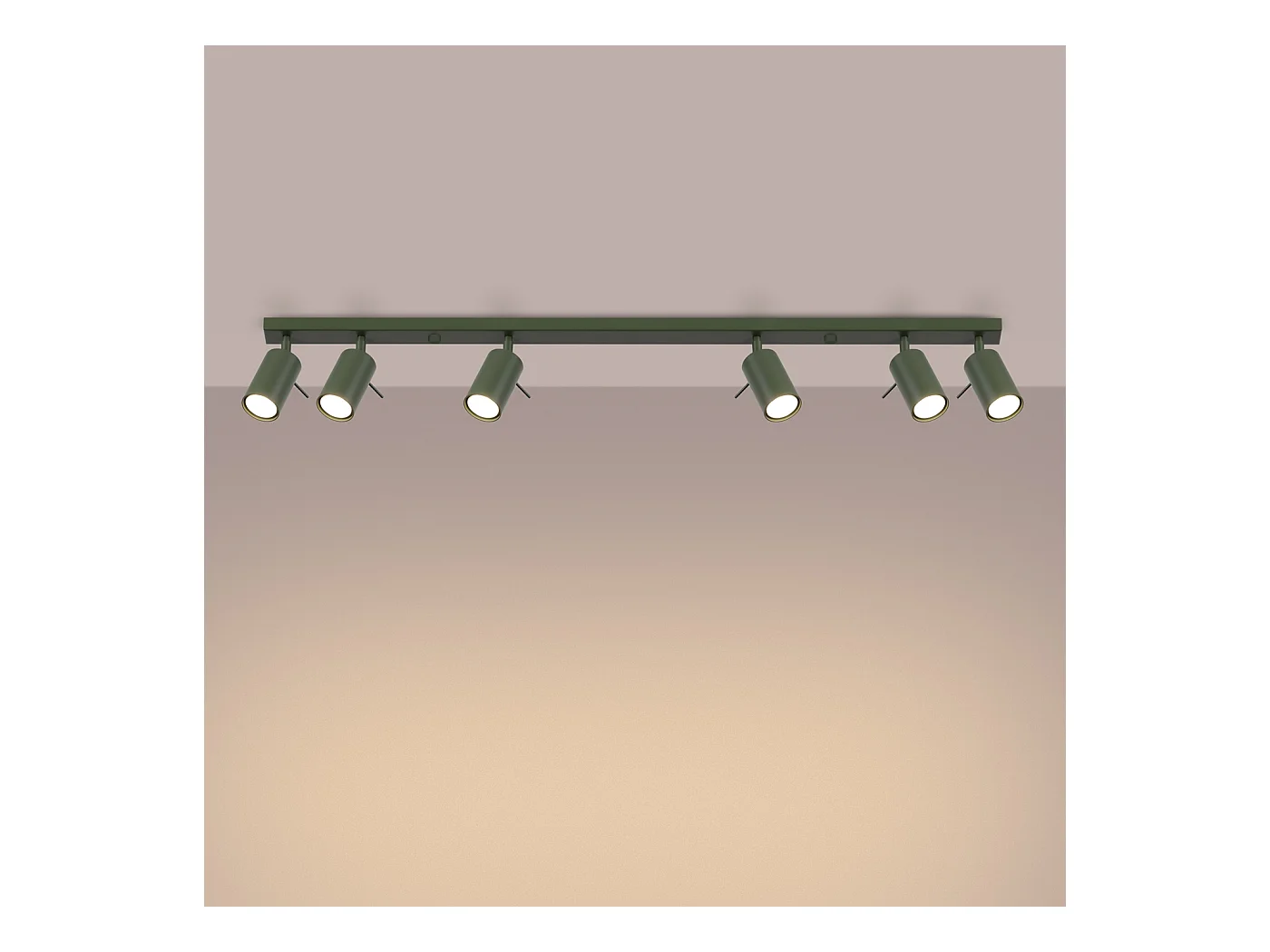 Lampa sufitowa nowoczesny Briix, stal - 6 źródło światła 4000K - L.117 x H.17 cm - zielony oliwkowy