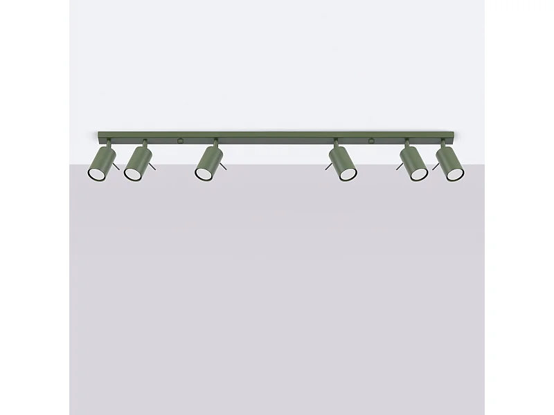 Lámpara de techo Briix moderno de acero - 6 fuentes luminosas 4000K - L.117 x A.17 cm - verde oliva