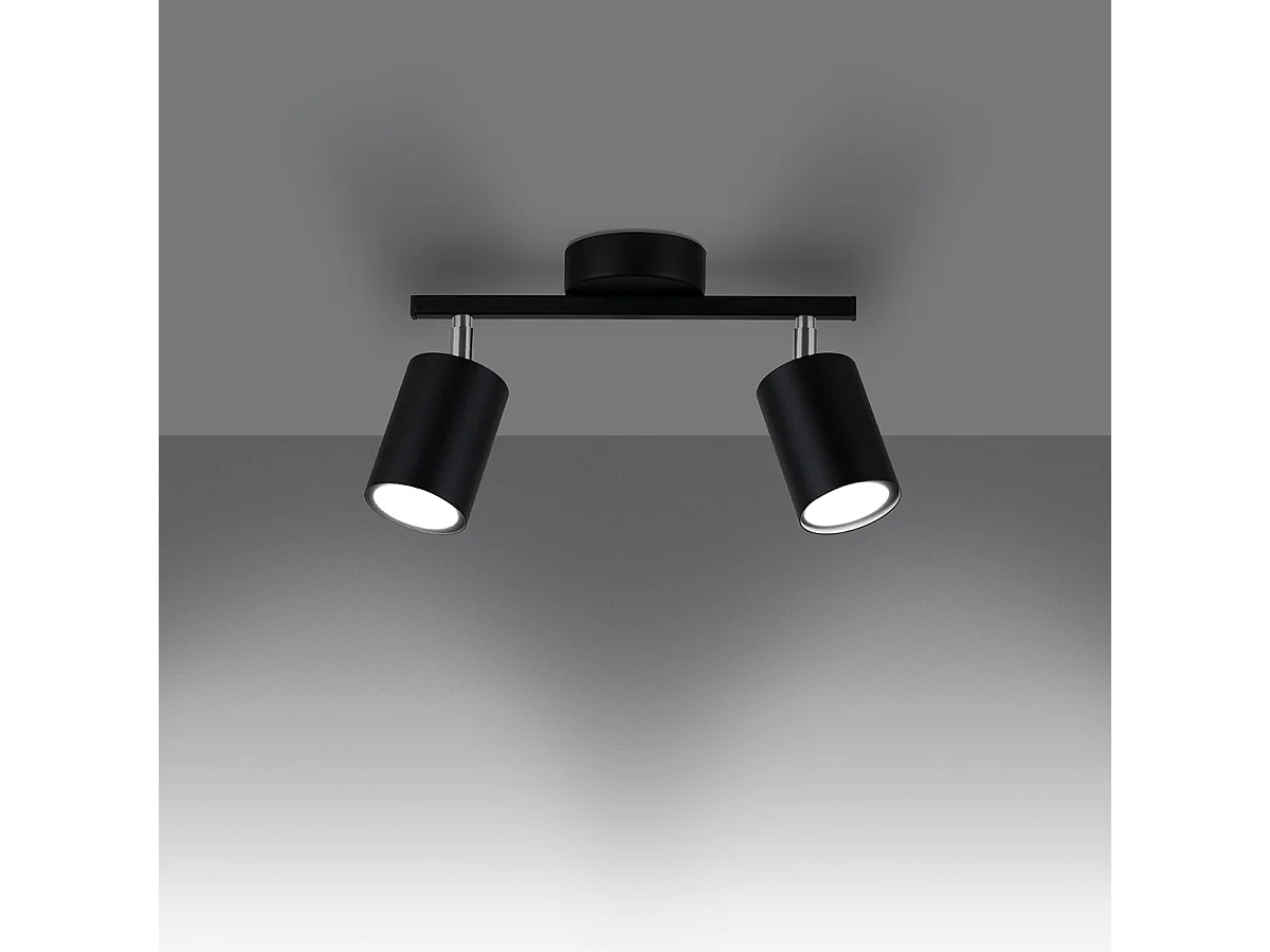 Plafondlampen Torim minimalistisch van  - 2 lichtbronnen 3000K - L.26 x H.20 cm - zwart