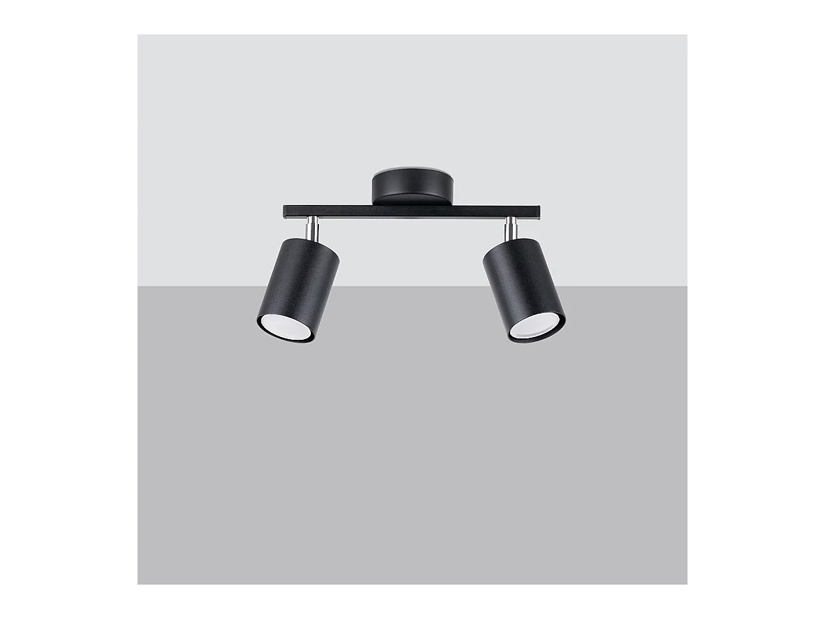 Plafondlampen Torim minimalistisch van  - 2 lichtbronnen 3000K - L.26 x H.20 cm - zwart