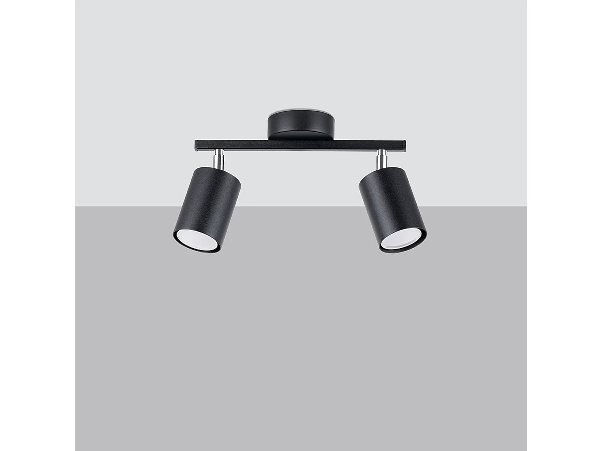 Luminárias de teto Torim minimalista, aço - 2 fontes de luz 3000K - L.26 x H.20 cm - preto