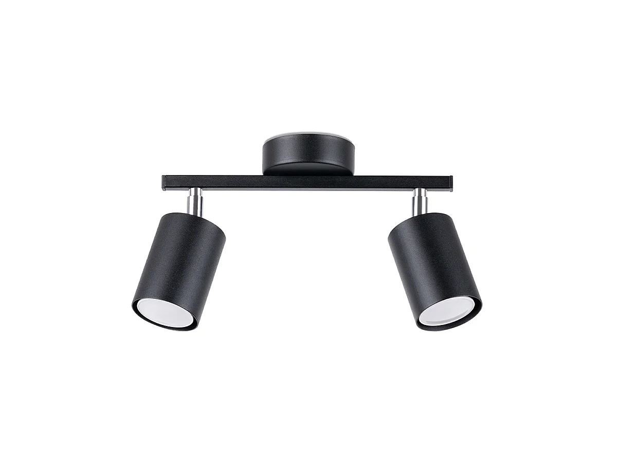 Luminárias de teto Torim minimalista, aço - 2 fontes de luz 3000K - L.26 x H.20 cm - preto