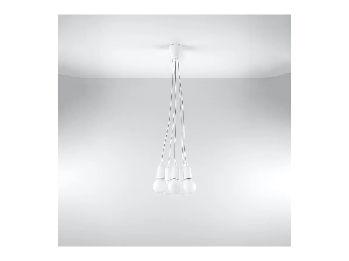 Lampes suspendues Astis moderne en PVC - 5 sources lumineuses 3000K - L.25 x H.90 cm - blanc