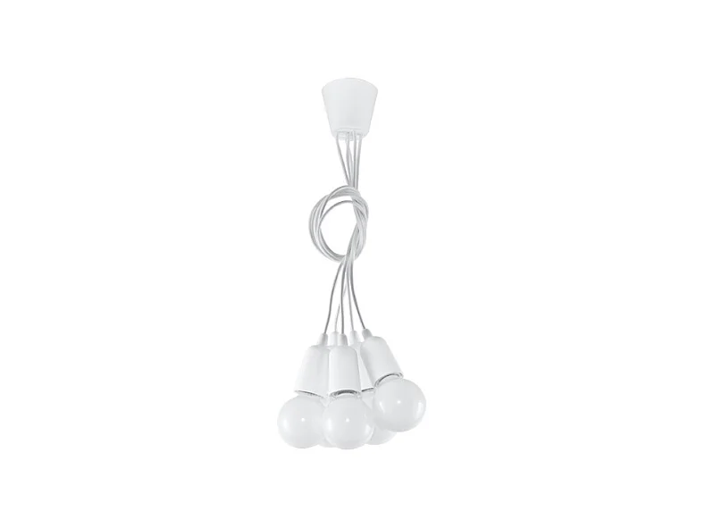 Lampes suspendues Astis moderne en PVC - 5 sources lumineuses 3000K - L.25 x H.90 cm - blanc