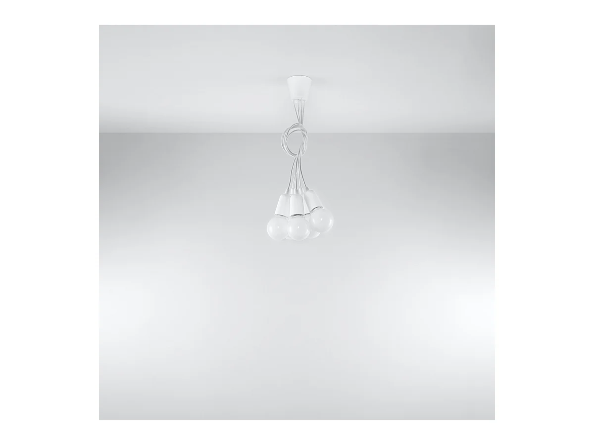 Lampes suspendues Astis moderne en PVC - 5 sources lumineuses 3000K - L.25 x H.90 cm - blanc