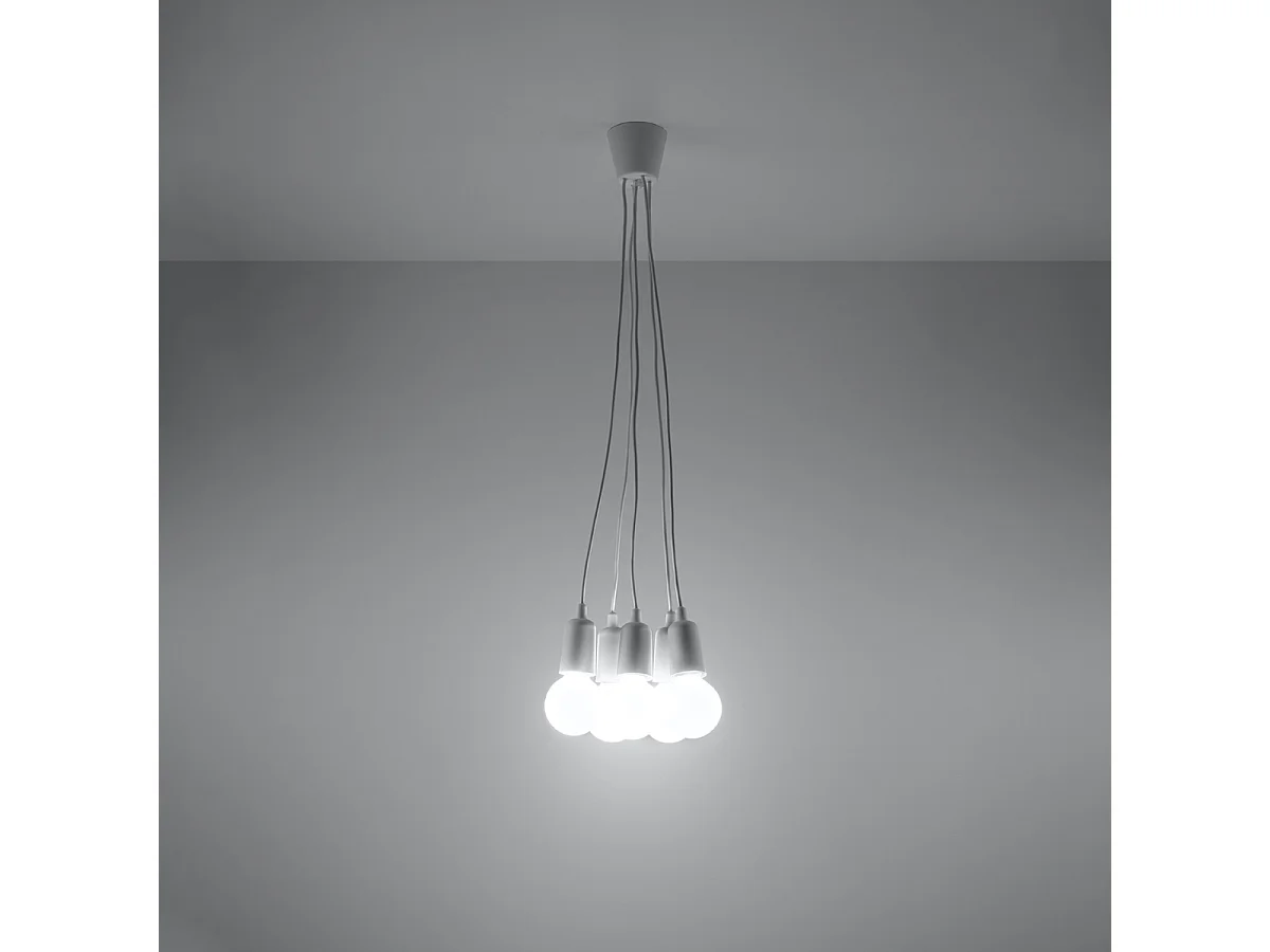 Lampes suspendues Astis moderne en PVC - 5 sources lumineuses 3000K - L.25 x H.90 cm - blanc