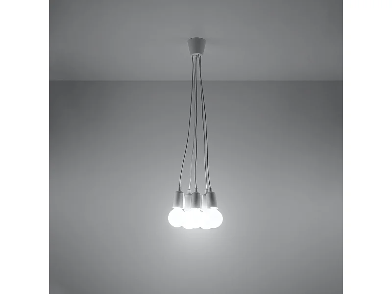 Lampy wiszące nowoczesny Astis, PVC - 5 źródło światła 3000K - L.25 x H.90 cm - biały