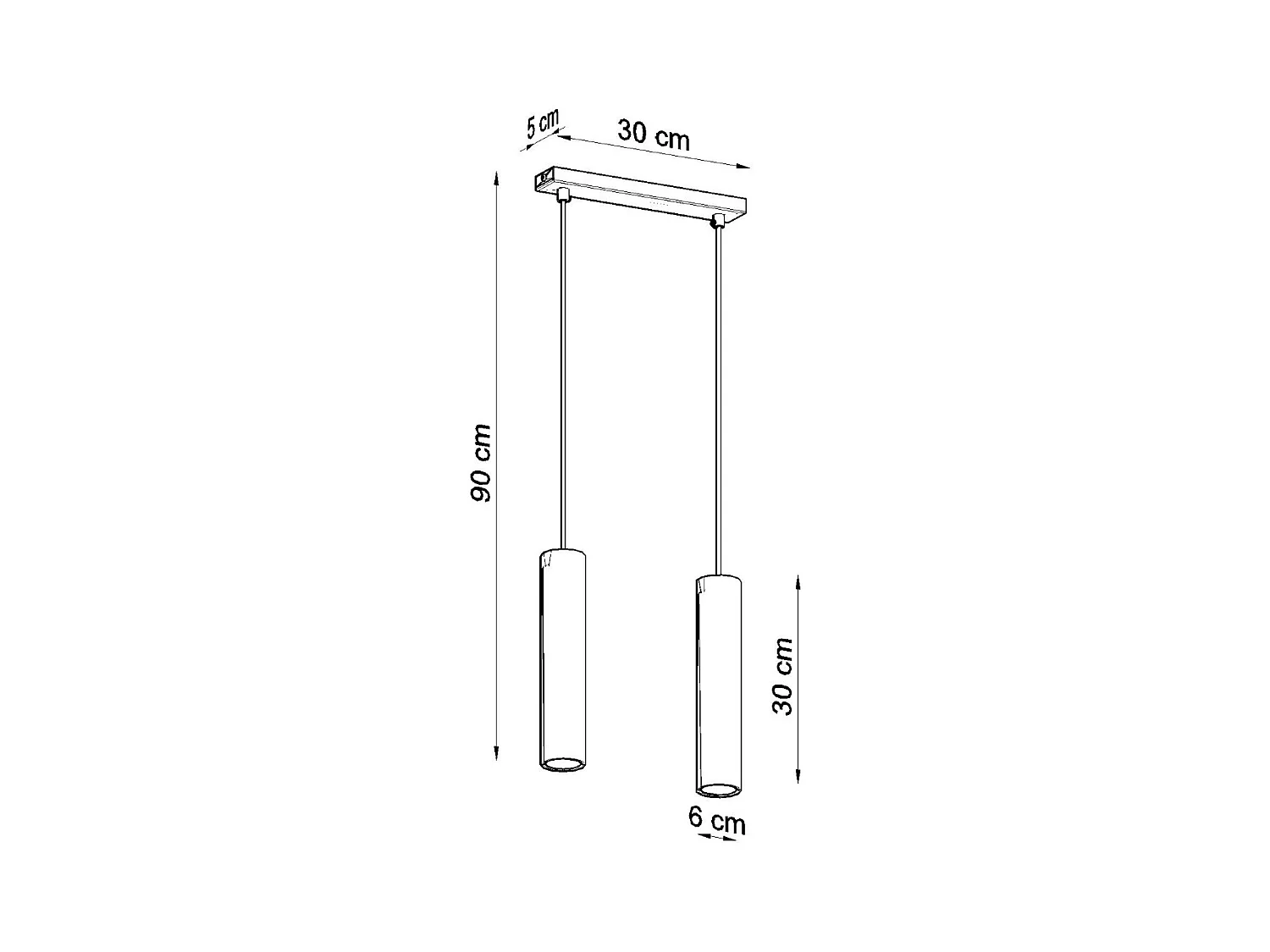 Hanglampen Toris modern van  - 2 lichtbronnen 3000K - L.30 x H.90 cm - wit